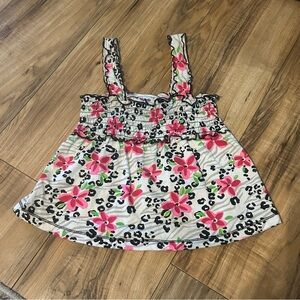 Park Bench Kids Tank Top 3T White Pink Floral Sleeveless Girl's Shirt